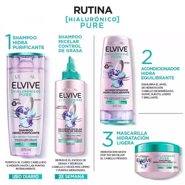 ACONDICIONADOR ELVIVE HIALURONICO PURE X370ml