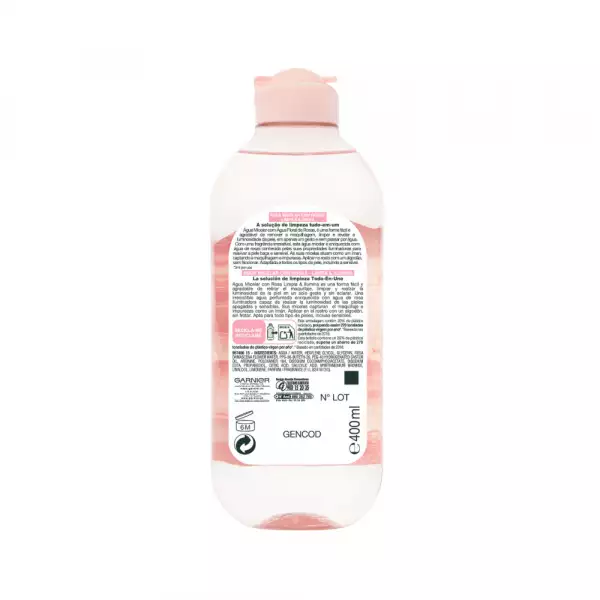 AGUA MICELAR CON AGUA DE ROSAS GARNIER X400ml