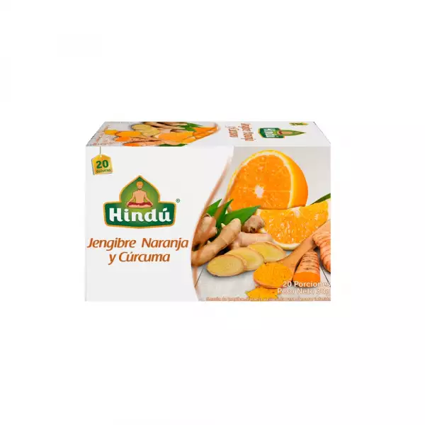 AROMATICA HINDÚ JENGIBRE NARANJA CURCUMA X20 SOBRES