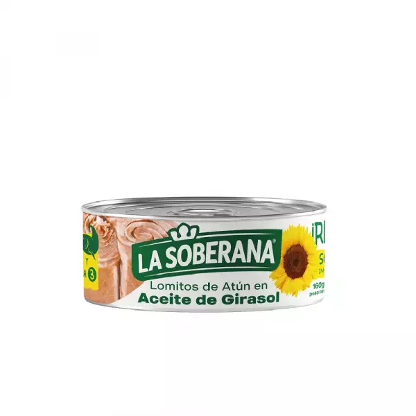 ATÚN LA SOBERANA LOMITOS EN ACEITE DE GIRASOL X160g