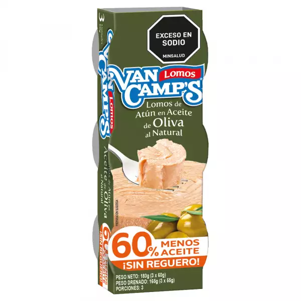 ATUN VANCAMPS ACEITE OLIVA NATURAL MENOS ACEITE X3 X60g