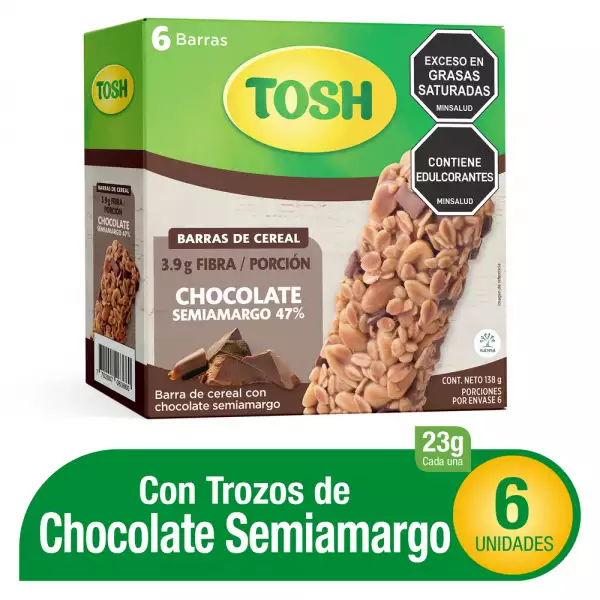 BARRA CEREAL TOSH CHOCOLATE SEMIAMARGO X6u X138g