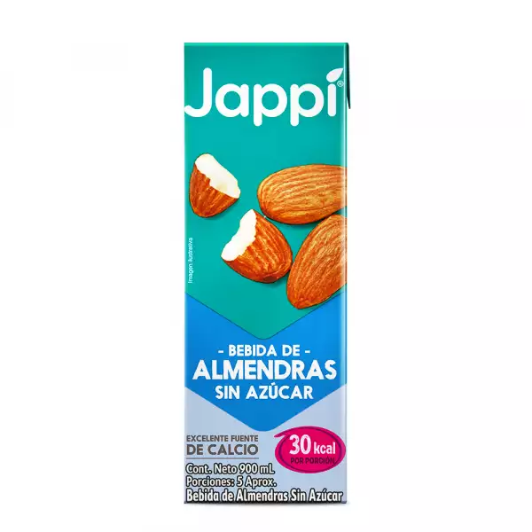 BEBIDA LÍQUIDA ALMENDRA JAPPI SIN AZÚCAR X900ml