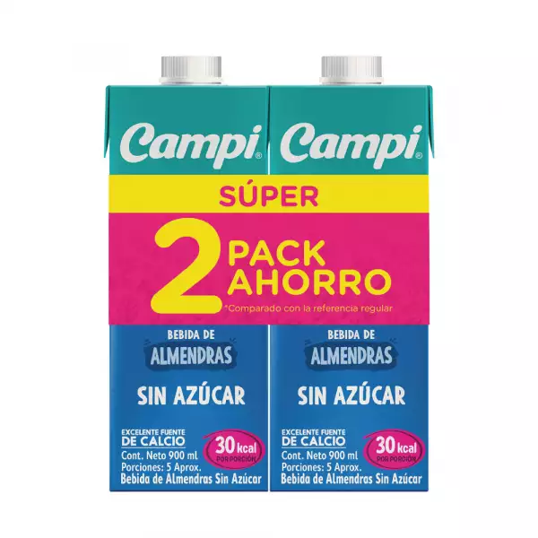 BEBIDA LIQUIDA ALMENDRAS CAMPI SIN AZUCAR CAJA X2u X900ml