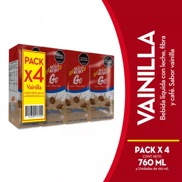 BEBIDA LIQUIDA SELLO ROJO VAINILLA X4u X190ml