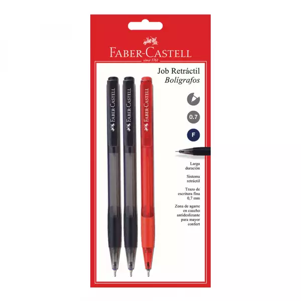 BOLÍGRAFO FABER CASTELL RETRACTIL JOB SURTIDO X3U