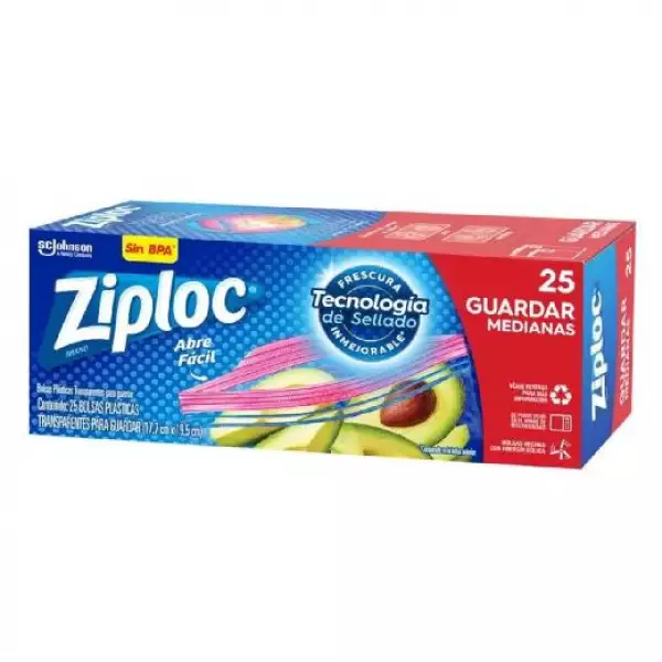 BOLSAS PLÁSTICAS ZIPLOC MEDIANA X25 UNIDADES