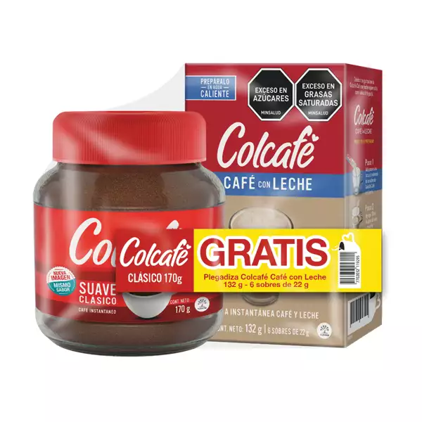 CAFE INSTANTANEO COLCAFE CLASICO X170g GRATIS PLEGADIZA CAFE  CON LECHE X132G