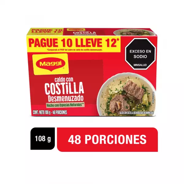 CALDO MAGGI COSTILLA DESMENUZADO PAGUE 10 LLEVE 12U X108g