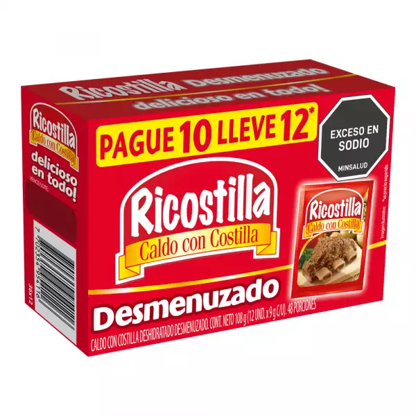 CALDO RICOSTILLA DESMENUZADO PAGUE 10 LLEVE 12U X9g