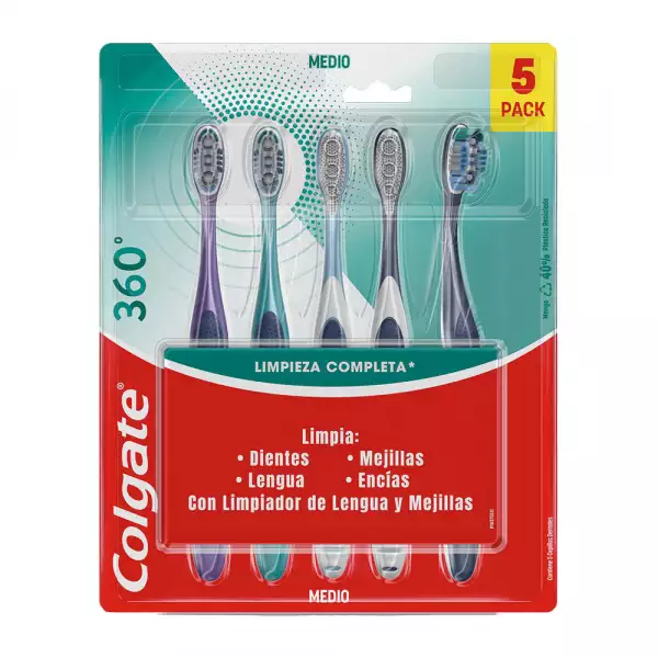 CEPILLO DENTAL COLGATE 360 LIMPIEZA COMPLETA X5u