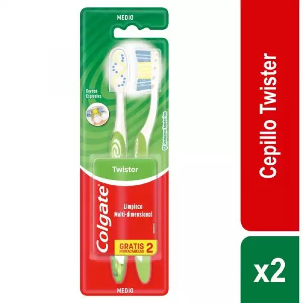 CEPILLO DENTAL COLGATE TWISTER X2U + PORTACABEZAS