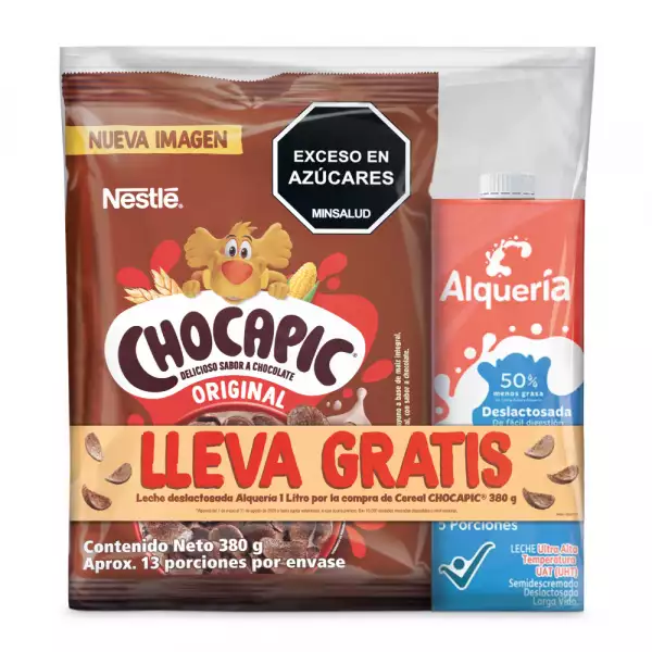 CEREAL CHOCAPIC BOLSA X380g GRATIS LECHE ALQUERIA X1000ml