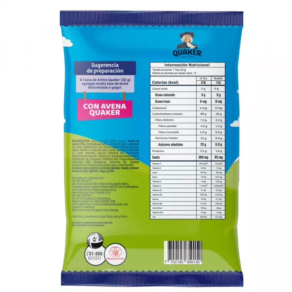 CEREAL QUAKER ARITOS AZUCARADOS X460g