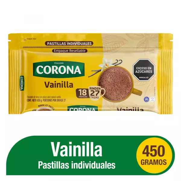 CHOCOLATE CORONA VAINILLA 18 PASTILLAS X450g