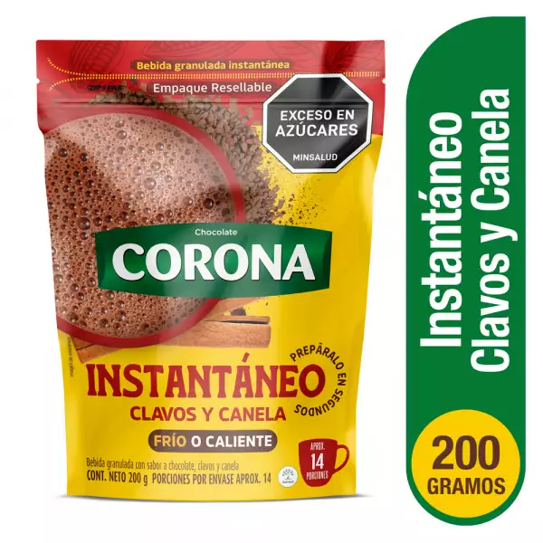 CHOCOLATE INSTANTÁNEO CORONA CLAVOS Y CANELA X200g