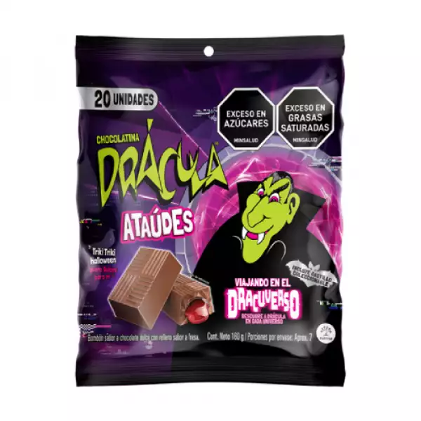 CHOCOLATINA DRACULA ATAUDES BOLSA X20u X8g