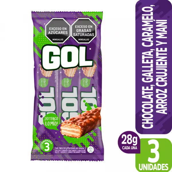 CHOCOLATINA GOL CRUJIENTE X3UX28g