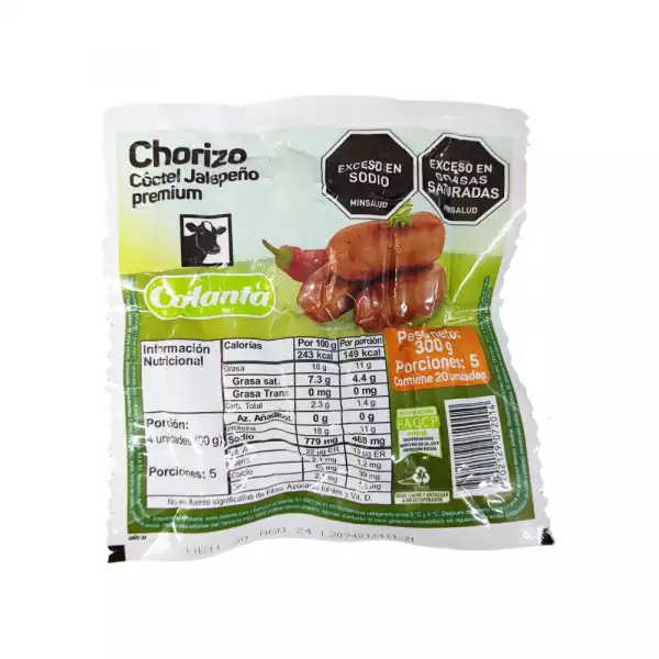 CHORIZO COLANTA JALAPEÑO X300g