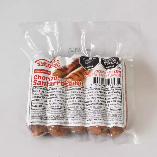 CHORIZO SANTARROSANO DOÑA CLEOFE X5U X230g