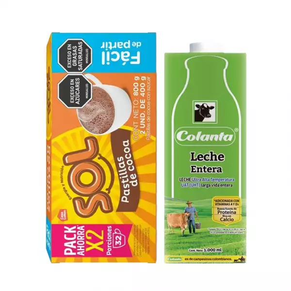 COCOA PASTILLA SOL X2u X400g GRATIS LECHE