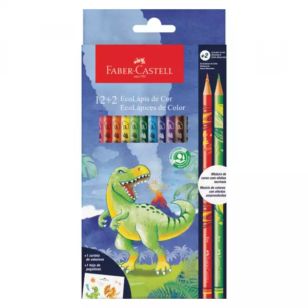 COLORES FABER CASTELL DINOSAURIO X12u+2