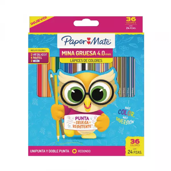 COLORES PAPER MATE DOBLE PUNTA 12 DOBLE PUNTA+12 UNIPUNTA 4.0mm 36/24