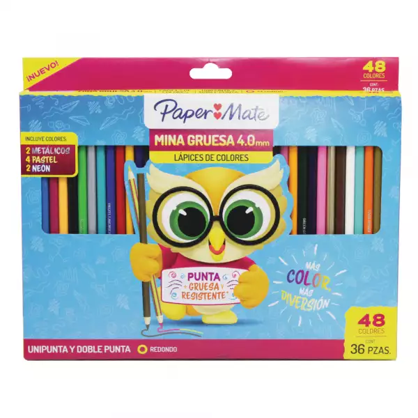 COLORES PAPER MATE DOBLE PUNTA 12 DOBLE PUNTA+24 UNIPUNTA 4.0mm 48/36