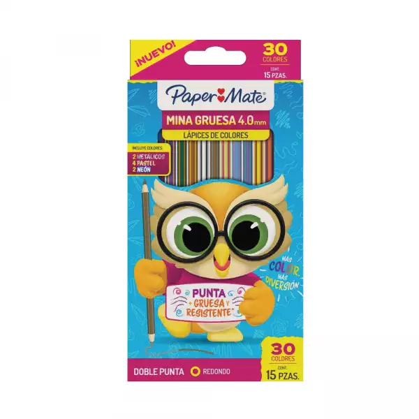 COLORES PAPER MATE DOBLE PUNTA 4.0 mm X15u