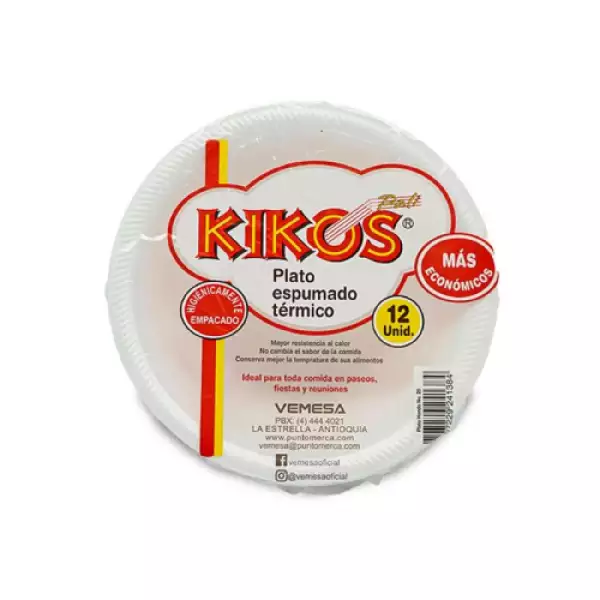 COMBO PLATO TENEDOR VASO KIKOS X12C/U