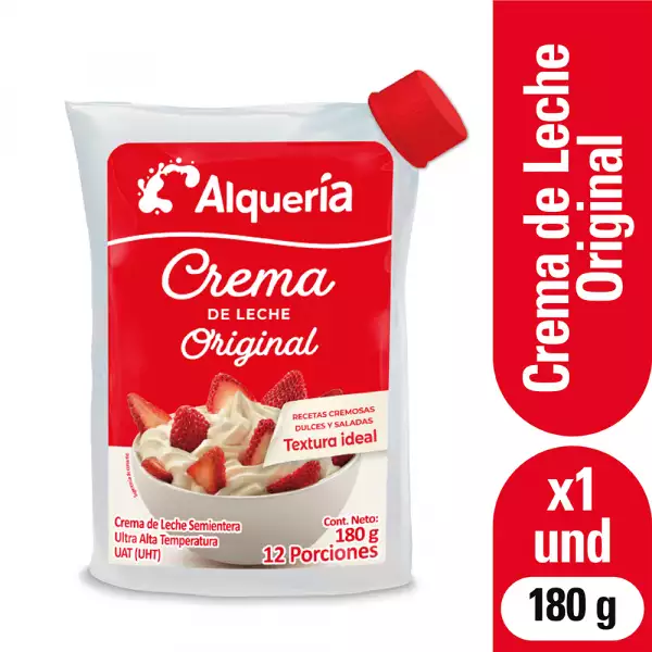 CREMA DE LECHE ALQUERIA SEMIENTERA BOLSA X180g