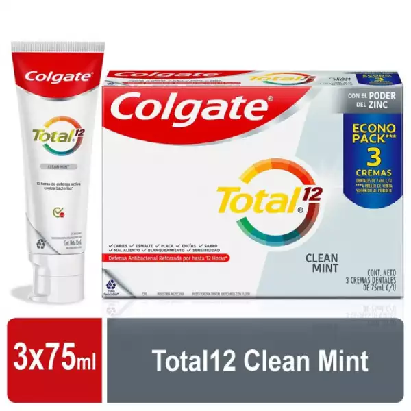 CREMA DENTAL COLGATE TOTAL 12 CLEAN MINT X3 X75m