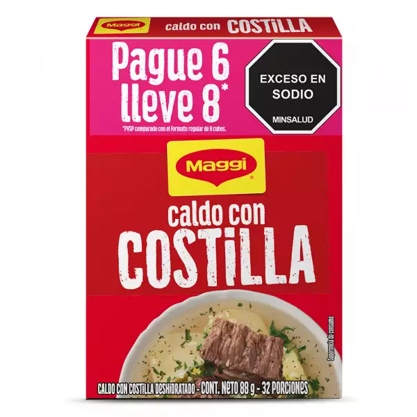 CUBOS MAGGI COSTILLA PAGUE 6 LLEVE 8 X88 GR