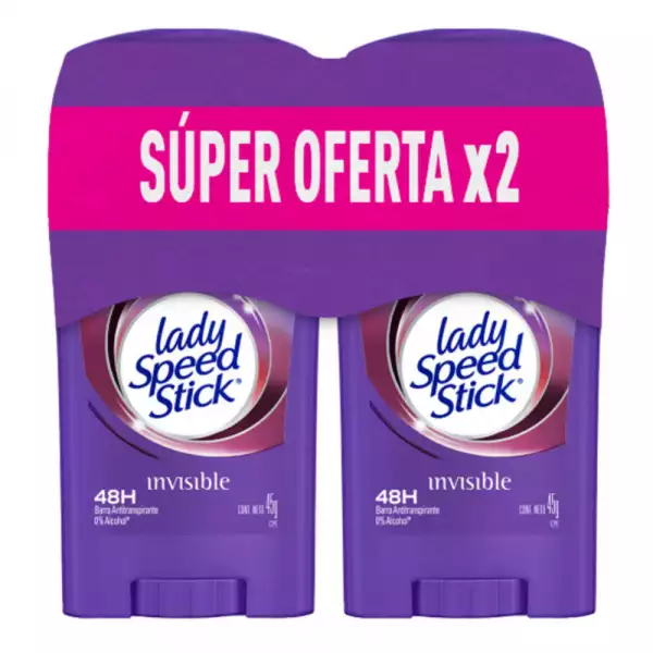 DESODORANTE BARRA LADY SPEED STICK INVISIBLE X2 X45g
