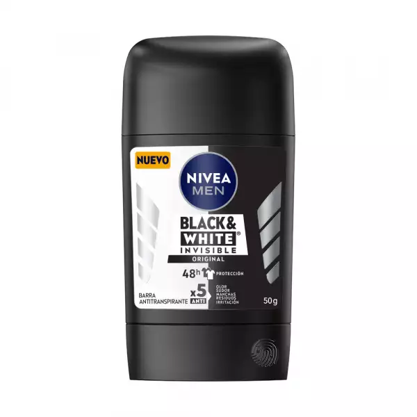 DESODORANTE NIVEA BARRA BLACK WHITE INVISIBLE X50g