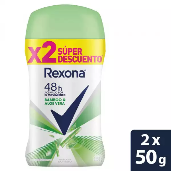 DESODORANTE REXONA BARRA BAMBÚ X2 X50g