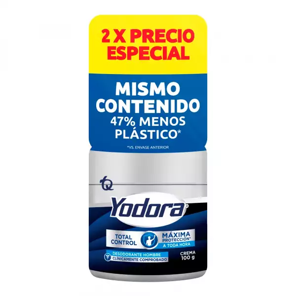 DESODORANTE YODORA MEN CREMA TOTAL CONTROL X2U X100g
