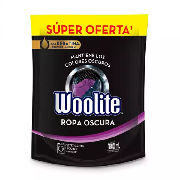 DETERGENTE LÍQUIDO WOOLITE ROPA OSCURA DOYPACK X1800ml