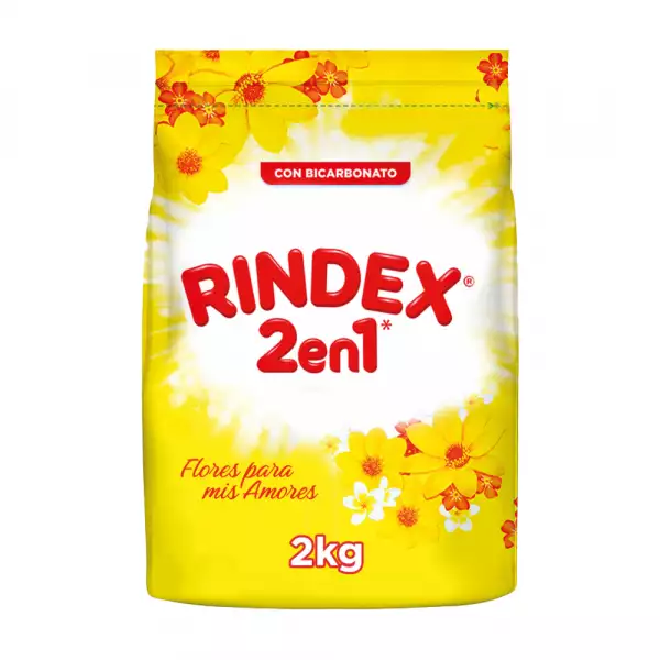 DETERGENTE POLVO RINDEX 2 EN 1 FLORES X2000g