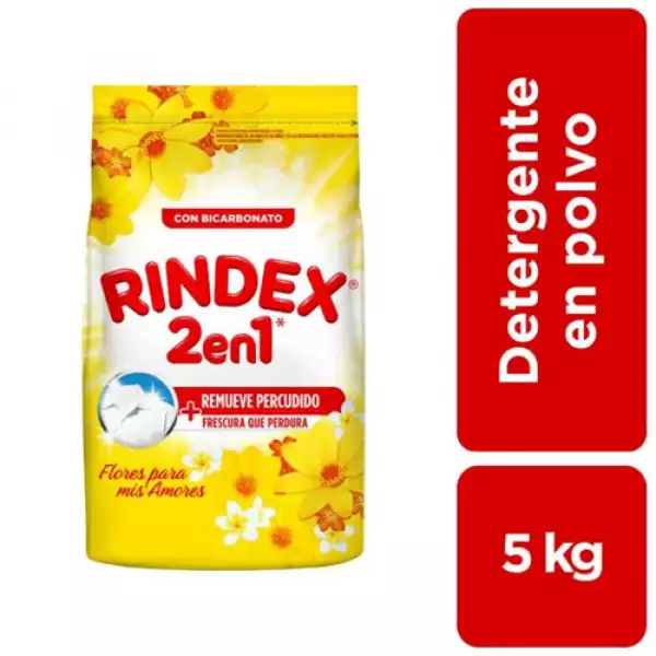 DETERGENTE POLVO RINDEX 2 EN 1 FLORES X5000g