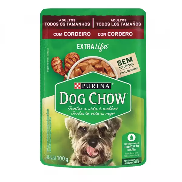 DOG CHOW POUCH ADULTO TODOS LOS TAMAÑOS CORDERO X100g