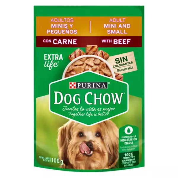 DOG CHOW POUCH MINIS ADULTO CARNE X100g
