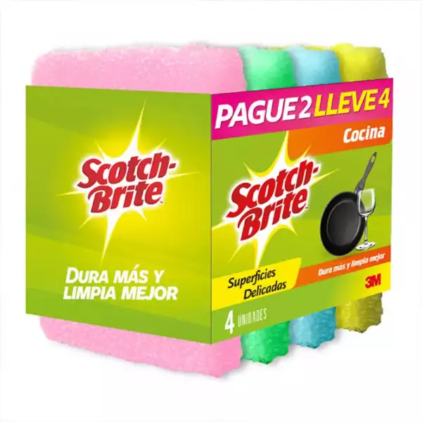 ESPONJILLA SCOTCH-BRITE COCINA SUPERFICES DELICADAS PAGUE 2 LLEVE 4