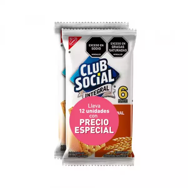 GALLETAS CLUB SOCIAL INTEGRAL TRADICIONAL X12u X24g PE