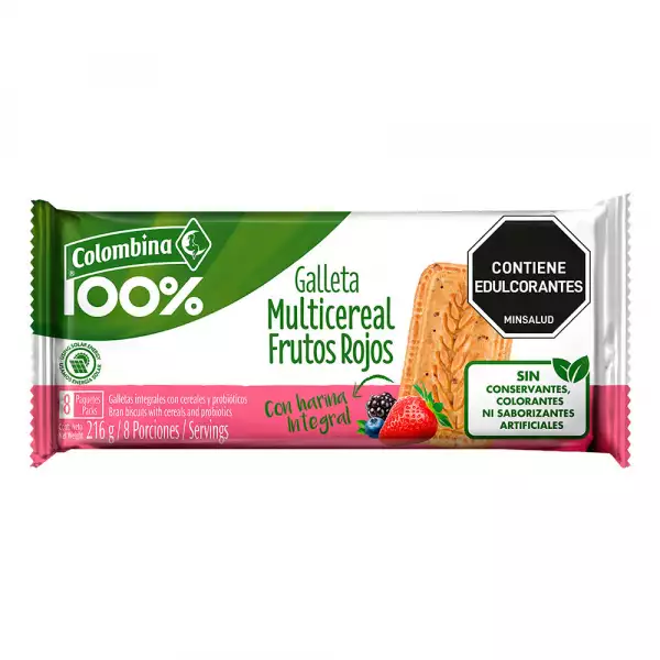 GALLETAS COLOMBINA MULTICEREAL FRUTOS ROJOS X8U X27g