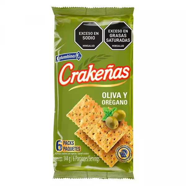 GALLETAS CRAKEÑAS OLIVA Y OREGANO X6U X24g