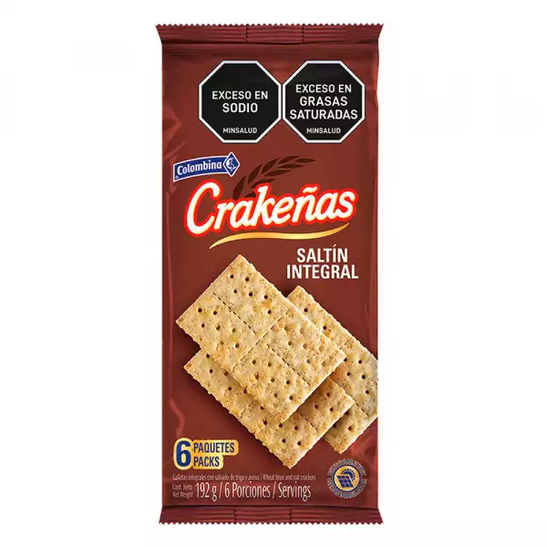 GALLETAS CRAKEÑAS SALTIN INTEGRAL X6U X192g