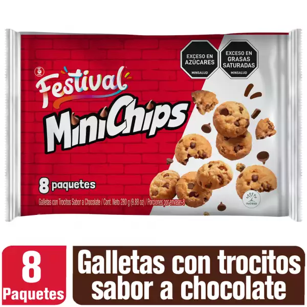 GALLETAS FESTIVAL MINICHIPS CHOCOLATE X8U X35g