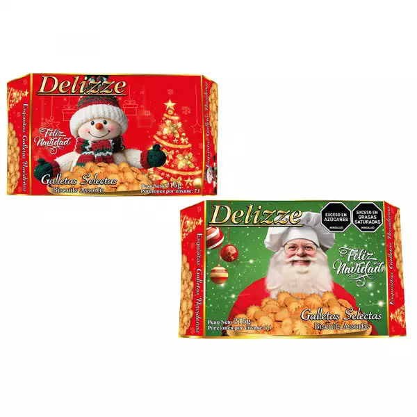 GALLETAS NAVIDEÑAS DELIZZE SELECTAS PLEGADIZA X215g