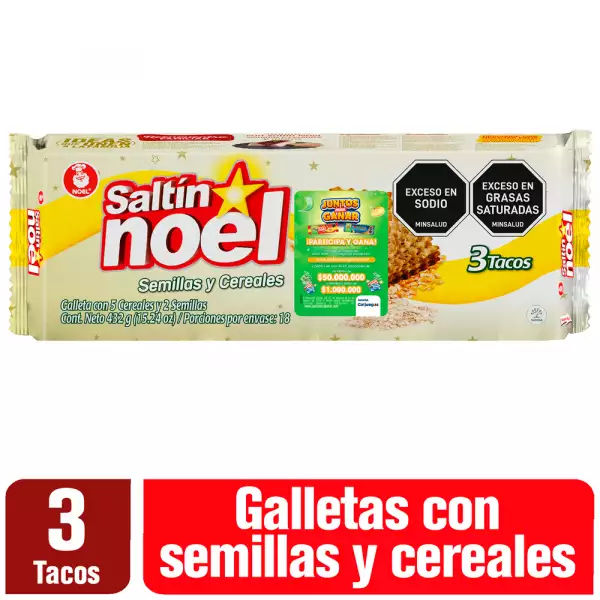 GALLETAS SALTÍN NOEL SEMILLAS CEREALES X3 TACOS
